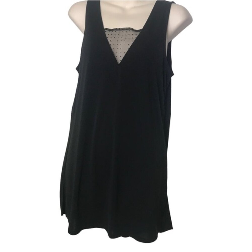 French Connection Sheer Lace Top Tunic Shift A Line Dress Stretch Sleeveless S